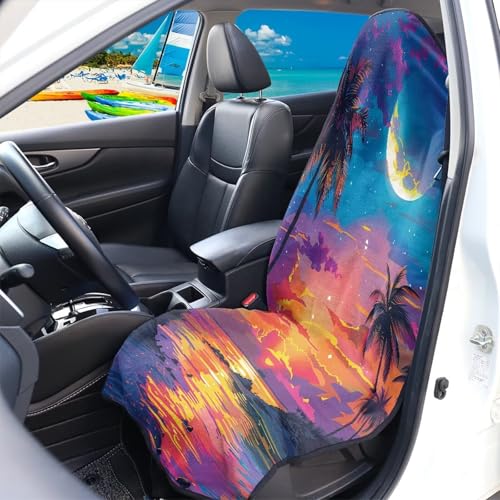 Image of Sunset Car Seat Towel Cover Fashion Auto Interior Waterproof Soft Auto Seat Covers Anti-Slip Vehicle Seat Protector Universal Size Fit for Most Cars SUVs Trucks Vans