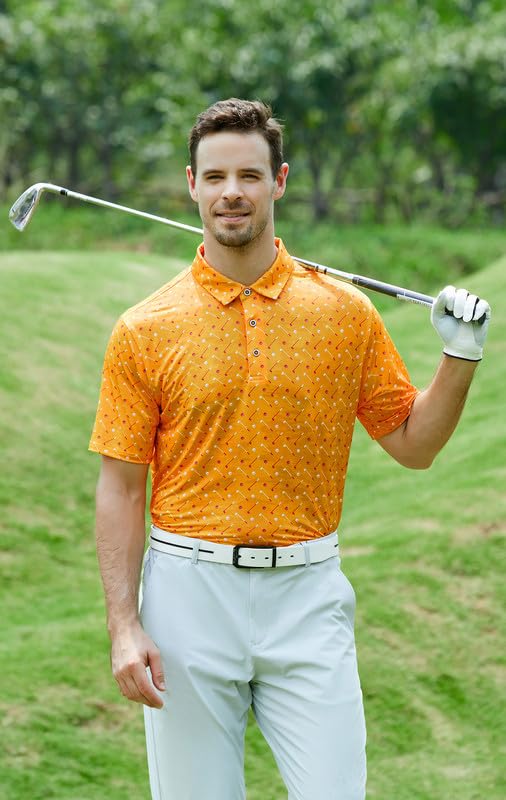 Image of Damipow Premium Golf Shirts for Men Dry Fit Performance Polo Short Sleeve Collared Shirt