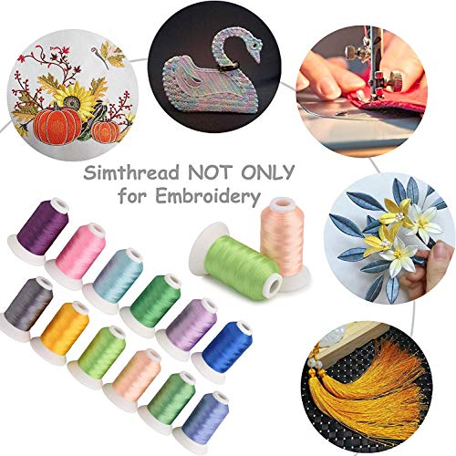 Simthread 63 Brother Colors Polyester Embroidery Machine Thread Kit 40 Weight For Brother Babylock Janome Singer Pfaff Husqvarna Bernina Embroidery And Sewing Machines 550Y #TOP4