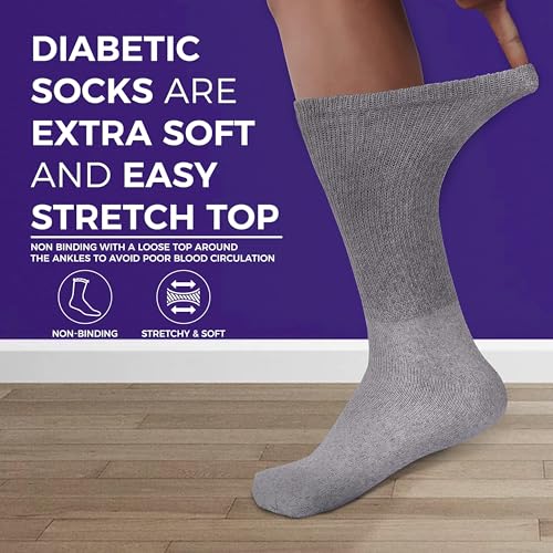 Diamond Star Diabetic Socks, Non-Binding Circulatory Cushion Cotton Crew Diabetic Socks for Men Women3