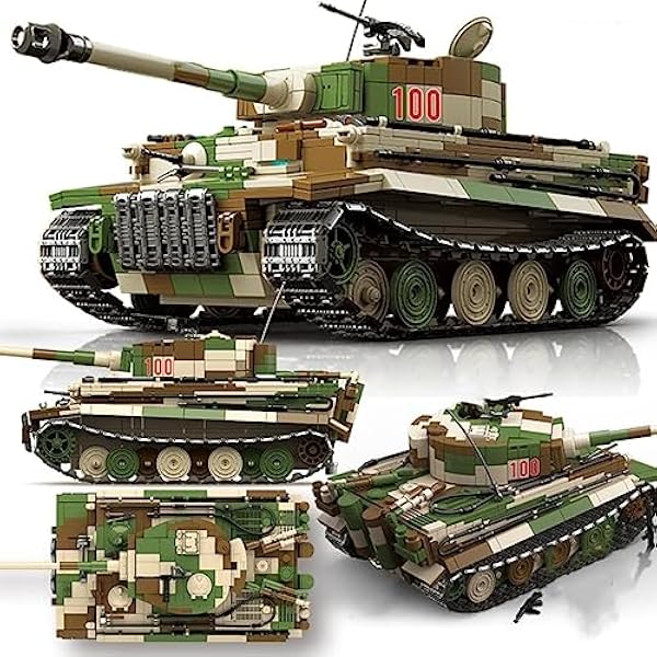 Teknik stridsvagn byggstenar byggsats, 2276 klämbyggstenar militär Tyskland tiger I tank modellbyggsats, teknik militär pansarmodell med 6 minifigurer, kompatibel med Lego Technic