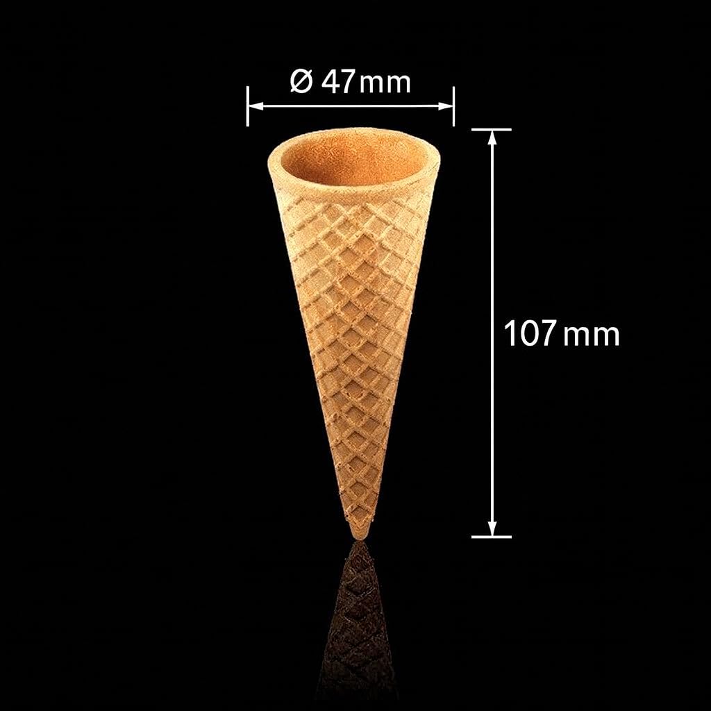 Cone King Knusprige Eiswaffeln, Halbsüße Knuspertüten, 47x107mm Ideal für 1 Kugel Eis oder Softeis, Eishörnchen für Jeden Anlass (120 Stück)