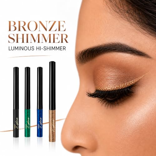 Image of Parul Garg Beauty PARIE Black Matte, Emerald Green, Sapphire Blue & Bronze Brown Shimmer Liquid Eyeliners Pack of 4| Waterproof, Long-Lasting & Quick-Drying | Precision Applicator | Enriched with Argan Oil | Intense Shimmer Finish | 3 ml