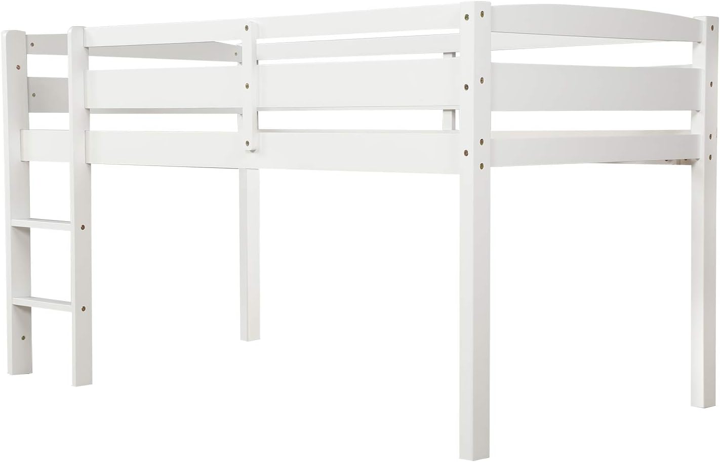 Merax LUMISOL Junior's Twin Low Loft Bed for Kids(White)