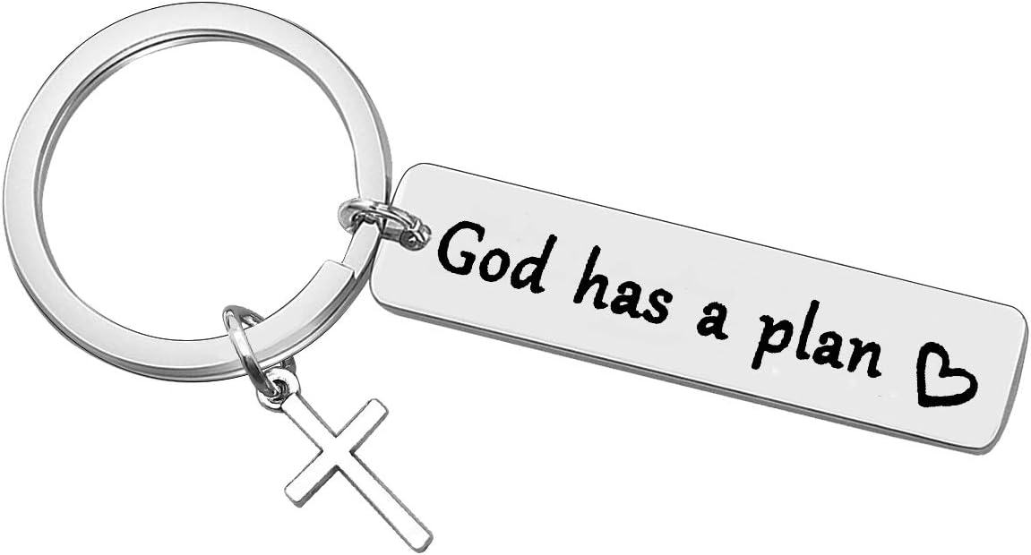 Dabihu Religious Gifts Inspirational Keyring Christian Gifts for Men Women God Has a Plan Keyring Faith Keychain Christian Gifts for Friend Family Member Encouragement Gifts Christmas Birthday Gift