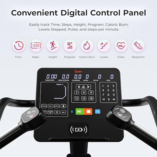 Image of Sunny Health & Fitness Premium High-Intensity Smart Stepper Stair Climber, Commercial Grade, Cardio Workout Programs, Free SunnyFit App Bluetooth Connection, 350-400 LB Weight Capacity