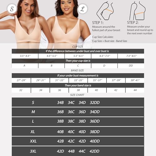 Gailife Deep V Bras for Women No Underwire Wireless Push Up Bra Seamless Plunge Bralette Comfort Supportive Bra Full Coverage2
