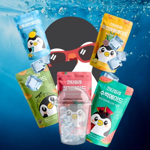 Bebidas Coreanas Ade, Sabores Surtidos de Fresa, Sandía, Limón Azul, mango, melocotón, arándanos, melón, manzana, uva, piña Refresco Kawaii, 230 ml, Pack de 6