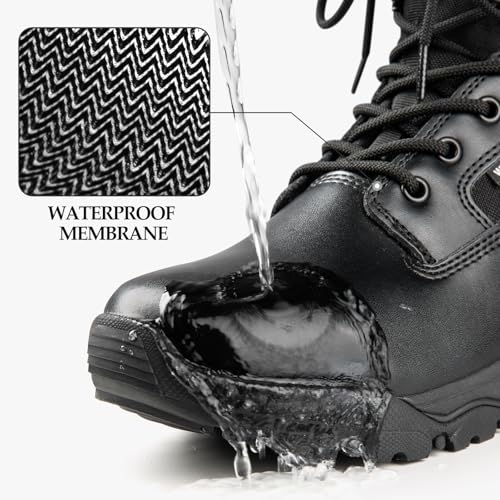 Image of FREE SOLDIER Men's LT Military Tactical 8 inch Daily Work Boots | Durable Leather, Arch Support, All-Day Comfort, Anti-Slip Outsole, For Hiking, Hunting, Outdoor Work