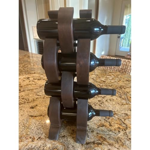 Soporte para 4 botellas de vino de madera nogal negro miniatura 5