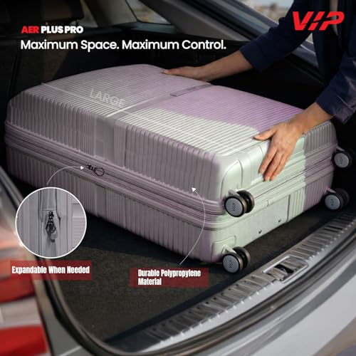 Image of VIP AER Plus Pro Check-in Trolley Bag 77cm | Large | Hard Luggage | Smooth 8-Wheel Suitcase | Premium Polypropylene | Flushed TSA Lock Business Travel Luggage | 3 Years International Warranty (Grey)