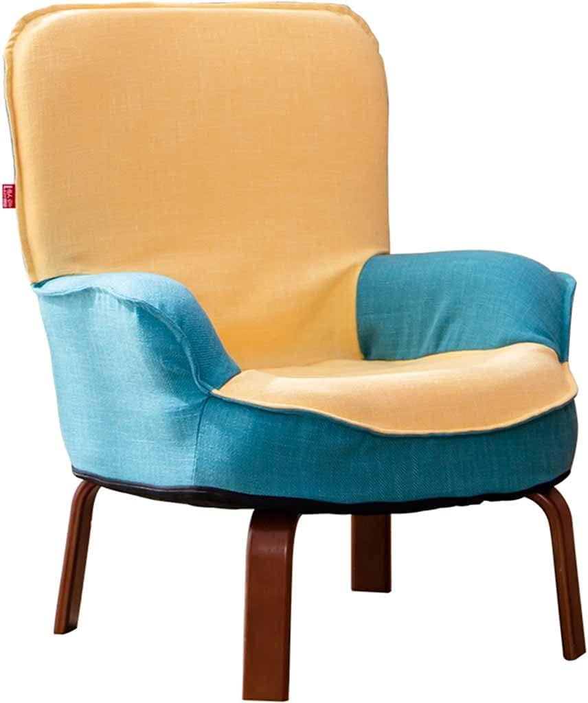 Couch Simple Mosaic Color Imitation Cotton and Linen Sofa Chair Boy and Girl Princess Reading Corner Study Backrest Armchair Load-Bearing 120 kg (Color : Blue Size : 715000cm) (Yellow+blue 71*45*54cm