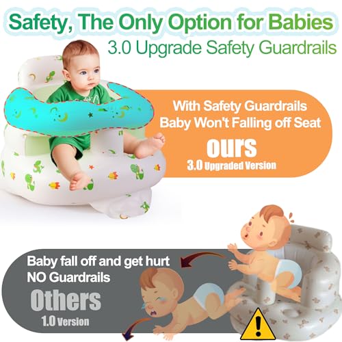 Image of Upgraded Inflatable Baby Seat with Safety Guardrails, Thicker Sit Me Up Floor Seat for Baby Chair Sit Me Up, Blow Up Baby Chair Built in Air Pump for Babies 3-36 mth