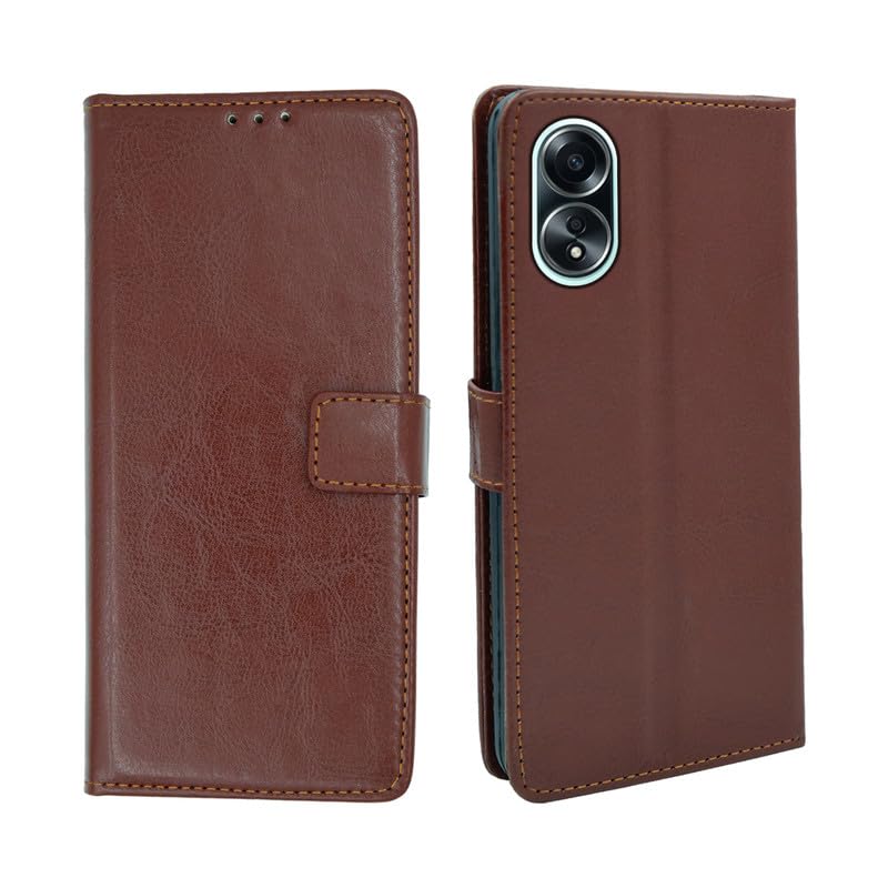 ERAFLABBY Oppo A58 4g Flip Cover for Mobile Phone | Strong Magnetic Closure | Genuine PU Leather Finish | Wallet Style with Inbuilt Pocket | Premium Look Magnetic Flip Case Brown (B0D8L3M839) Amazon Price History, Amazon Price Tracker