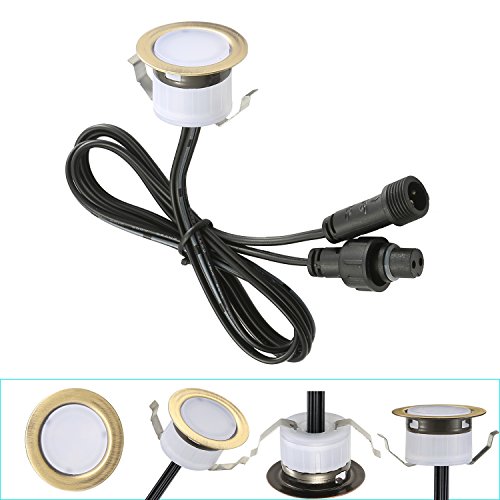FVTLED 20 Pack Low Voltage LED Deck Light Waterproof Outdoor Garden Yard Decor Lamps Recessed Wood Decking Stair Landscape Pathway LED Step Warm White Lighting, Green Bronze