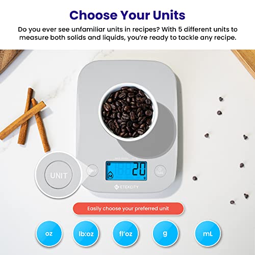 Image of Etekcity Food Kitchen Scale, Digital Weight Grams and Oz for Cooking, Baking, Meal Prep, and Diet, Medium, Gray