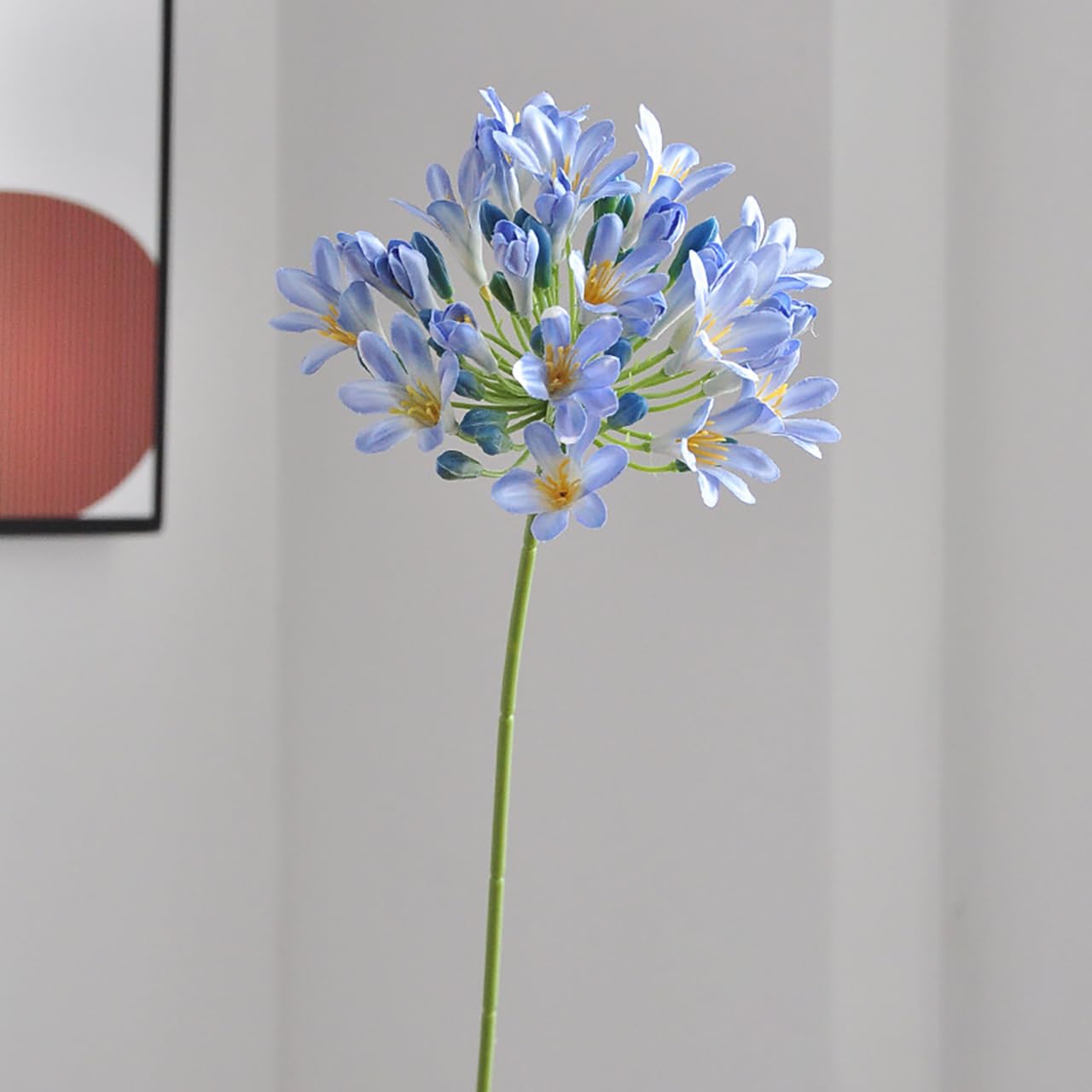 Kijing Blue 3 Pcs Artificial Agapanthus Flowers, 29.5 Inch Diy Vase Decoration Fake Flowers For Wedding Home Office Decor Flower Arrangement Party Festival Decoration (Blue)