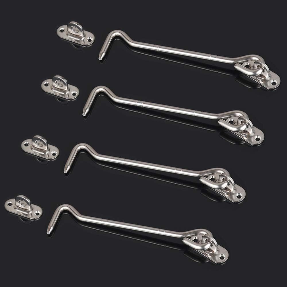 4 Pack 6 Inch Cabin Hook and Eye Latch with Mounting Screws