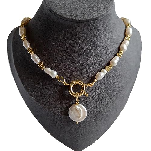 Collier de mariée en perles baroques bowling et finitions plaquées or d'exception