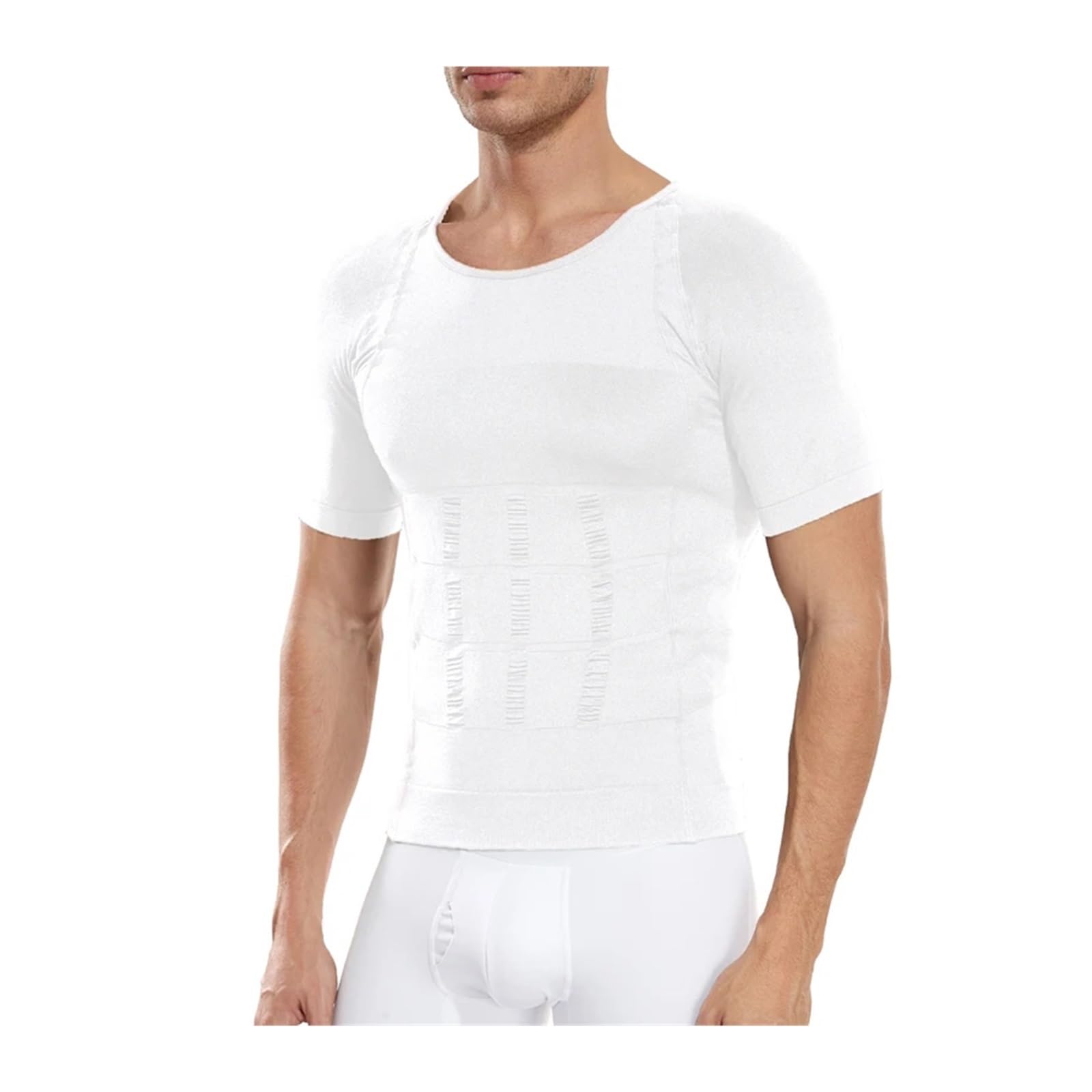 Camiseta Ajustada de Secado rápido Hombres adelgazantes Body Shaper compresión Camisa Delgada Shapewear Shapers Barriga Reductor Tops Cintura Trainer Shapewear(White,XXL)