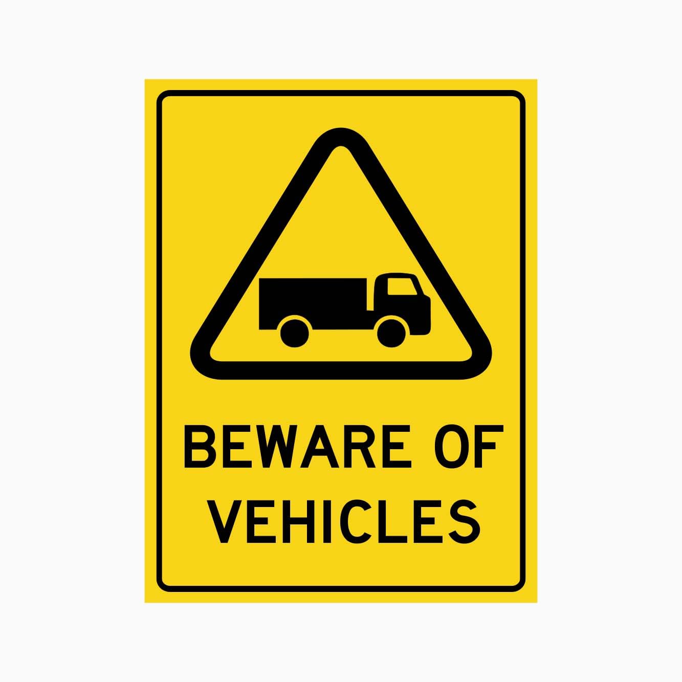 BEWARE OF VEHICLES Sign Workplace Metal Tin Sign 8 x 12 inch for Industrial & Commercial Series
