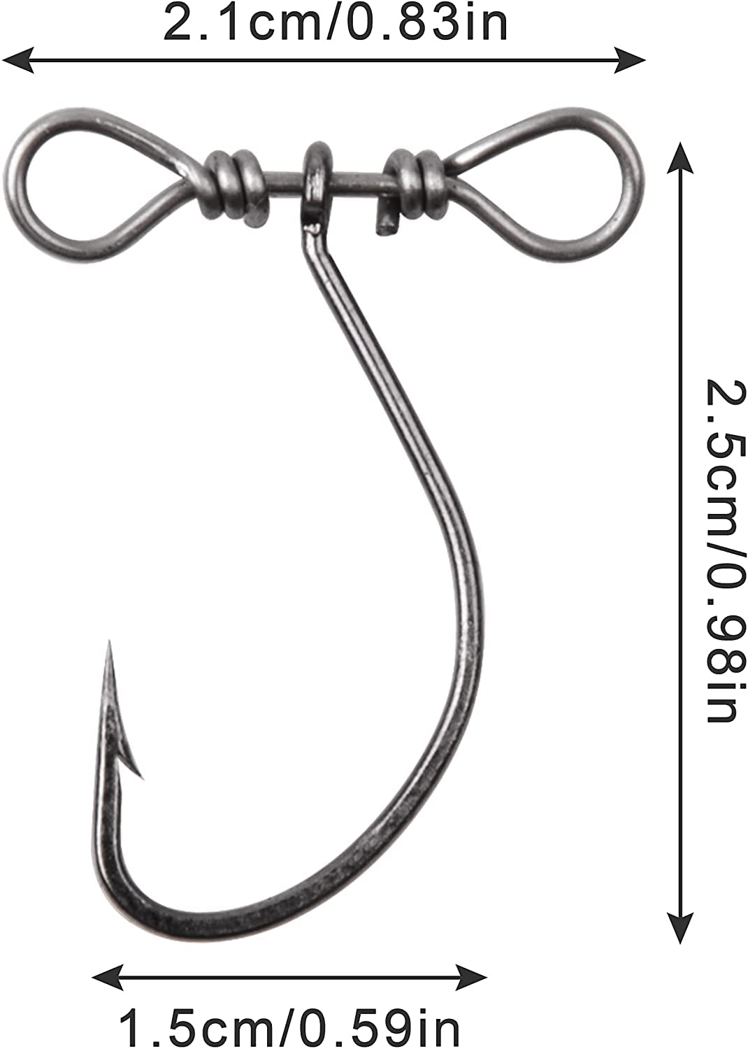 Owner Silver Offset Shank Wide Gap Worm Hook, #4/0, Silver, Black Nickel