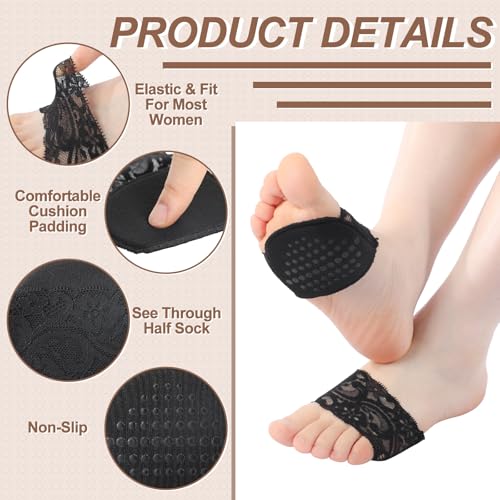 Image of Cutecrop 12 Pairs Women's Open Toe Topper Socks for Mules Non Slip Sandal Liner Socks No Show Toe Covers with Sponge Cushion