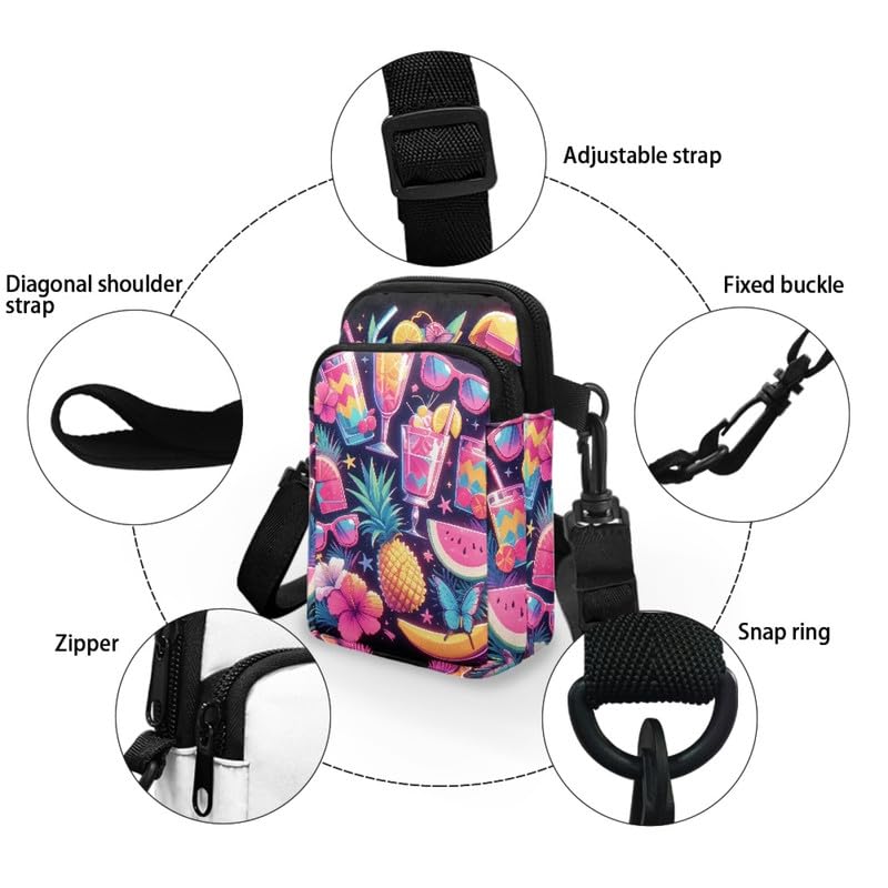 Image of Hawaiian Tribal Small Crossbody Bags for Women Cell Phone Bag Purse, Sea Turtle Zipper Sling Purses Shoulder Bag
