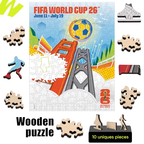 Image of FIFA World Cup 2026 City Puzzle San Francisco Poster - Wooden Puzzles, 200 Pieces Unique Shape Puzzle, 5MM Thick, Creative Collectible Gift for Fans, Officially Licensed Product, 9.3x11.8''
