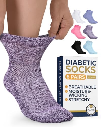 Pembrook® Ankle Diabetic Socks for Women & Men, Non Binding Socks - 6 Pairs