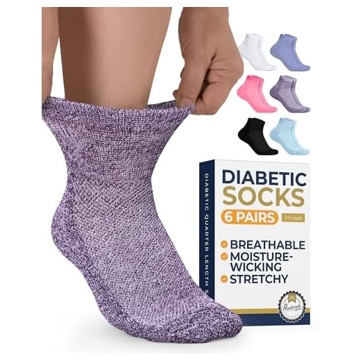 Pembrook Diabetic Ankle Socks for Men & Women | 6 Pairs Wide Non Binding Socks Quarter Length | Edema Neuropathy Socks