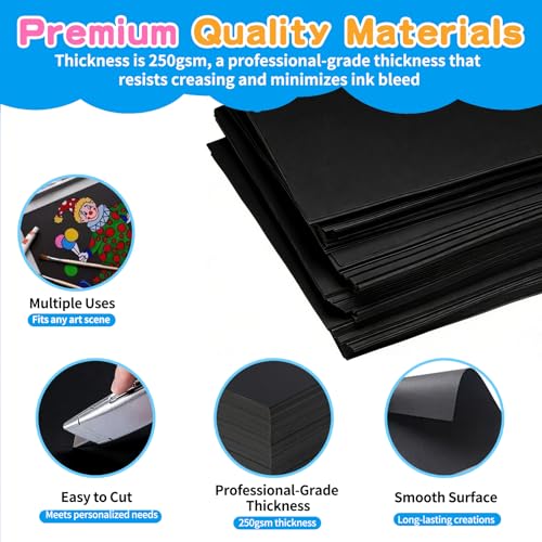 Image of Black Poster Board Paper, 24 inchx36 inch Poster Sheets, 30 Sheets | Large Size, 250GSM /92LB Heavy-Weight, Blank Poster Paper Bulk for Projects, Presentations, Displays, Signs, Crafts