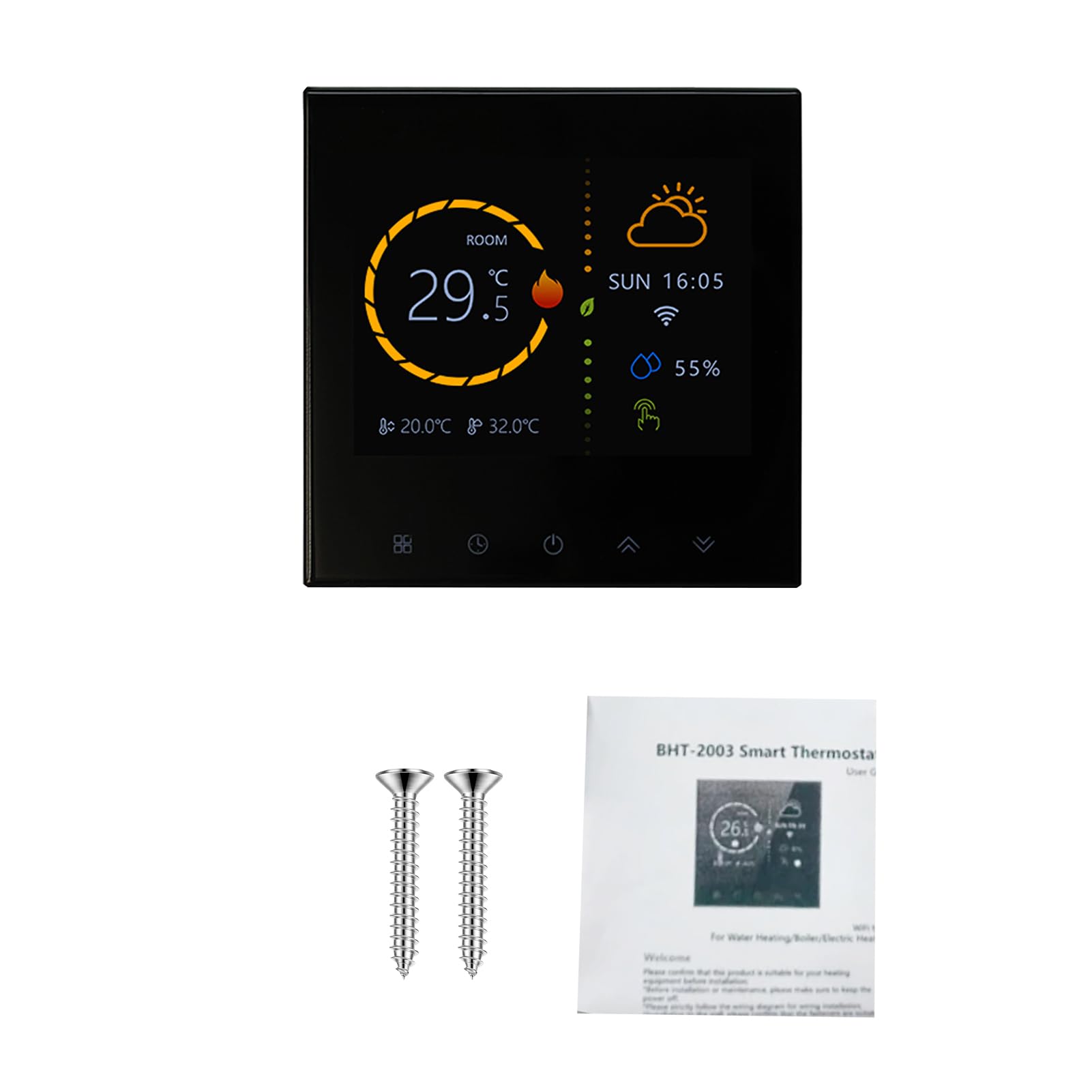 Termostato Intelligente Wireless, Regolatore di Temperatura Digitale, Controller di Riscaldamento Programmabile, Ideale per Uso Domestico (BLACK)