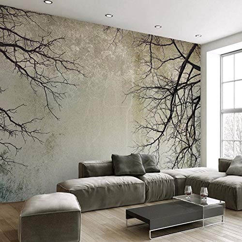 Wangc Retro Simple Nordic Style Tree Branch Sky 3D Wallpaper Living Room Bedroom Mural Self Adhesive Wall Sticker 157X110In #TOP1