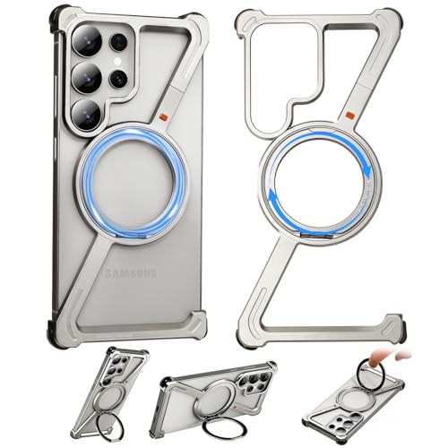 Coque Samsung S25 Ultra MagSafe avec anneau rotatif 360 antichoc en titane