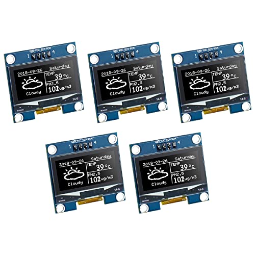 Image of Hosyond 5 Pcs 1.3 Inch IIC I2C OLED Display Module 128x64 Pixel SH1106 Screen Module Compatible with Arduino /Raspberry Pi (White)