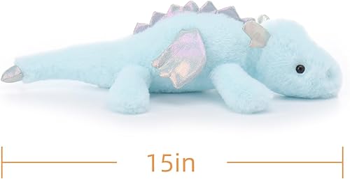 Vista 65 de Apricot Lamb Toys - Peluche de dinosaurio dragón tumbado verde, suave, perfecto para niños (dragón verde, 15 pulgadas)