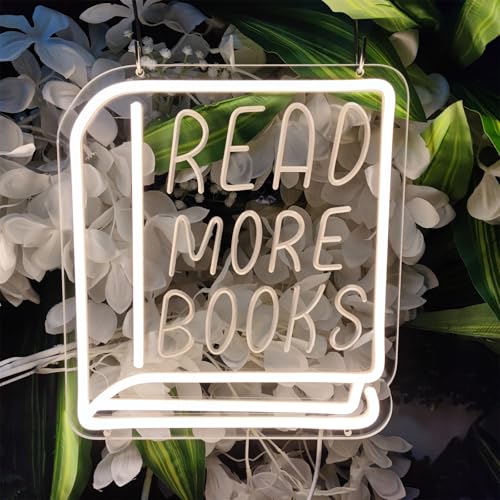 Image of Read More Books Neon Sign Pencil Neon Light Student LED Neon Light Colorful Neon Light Up Sign Suitable for Classroom Bookstore Library Museum Study Room,DecoBrilliand, (11.8 inch*10.7 inch)