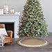 Ivenf Christmas Tree Skirt, 48 inches Large Natural Burlap Jute Plain with Hand-Sewn White Lace Decor, Rustic Xmas Tree Holiday Decorations…