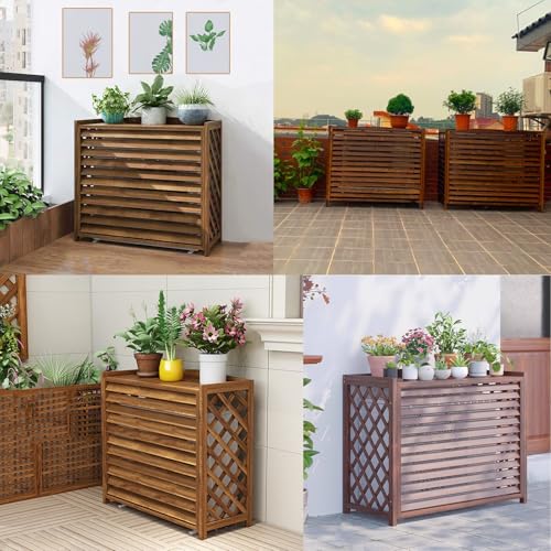 Couvercle de climatiseur en bois extérieur cache pompe à chaleur abri rustique jardin - 8