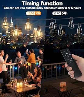 Tenmiro 200FT LED Outdoor String Lights with Remote, 74+2 Shatterproof Bulbs Dimmable Timing 3 Light Modes Outside Patio Lights for Backyard Porch Deck Garden Balcony Pool party Hanging Lighting Decor