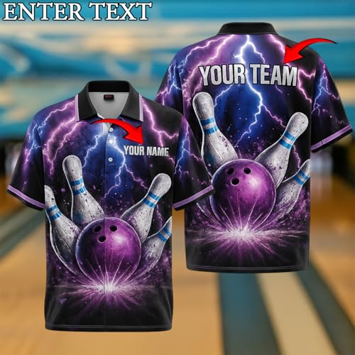 NAZENTI Personalized 3D Bowling Shirt for Men, Custom Bowling Polo Shirt with Team Name, Team Shirts, Sport Team Shirts Gifts3
