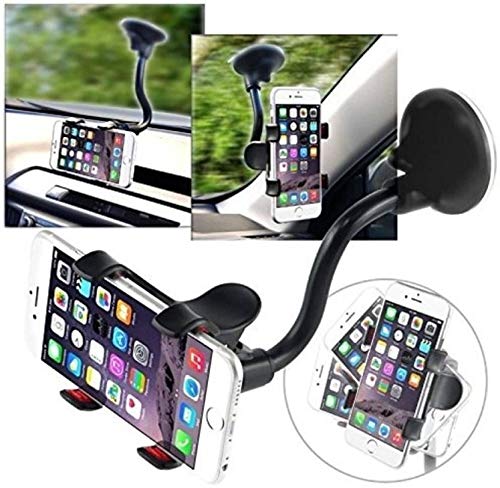Image of Car /Bike Mobile Soft Tube Holder with Multi Angle 360 Degree Rotating Clip, Window, Windshield, Windscreens, Dashboard for All Smartphones