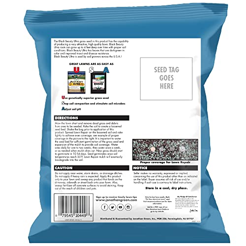 Jonathan Green (10449) Black Beauty Lawn Repair For Sun & Shade Areas - Cool Season Grass Seed, Fertilizer, & Mulch (4.5 Lb) #TOP1