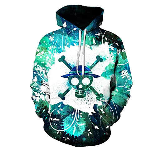 Sudadera con capucha con estampado de anime 3D con estampado de anime para fanáticos de una pieza, Multicolor5, 6X-Large Cover