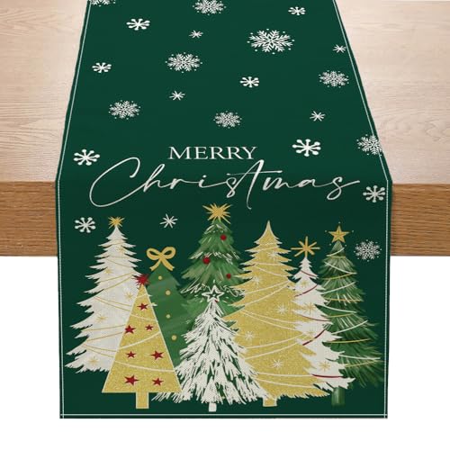 Tischläufer Weihnachten 230 x 33cm, Tischdecke Weihnachten, Grün...