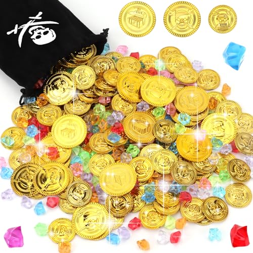 Bomtop 150 Pièce de Trésor Pirate, 100 pièces de pièces de Pirate, 50 pièces de Pierres...