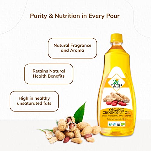 Image of 24 Mantra Organic Raw Peanut 500g and Unrefined Groundnut Oil /Moongphali ka Tel- 1 L (Pack of 2)