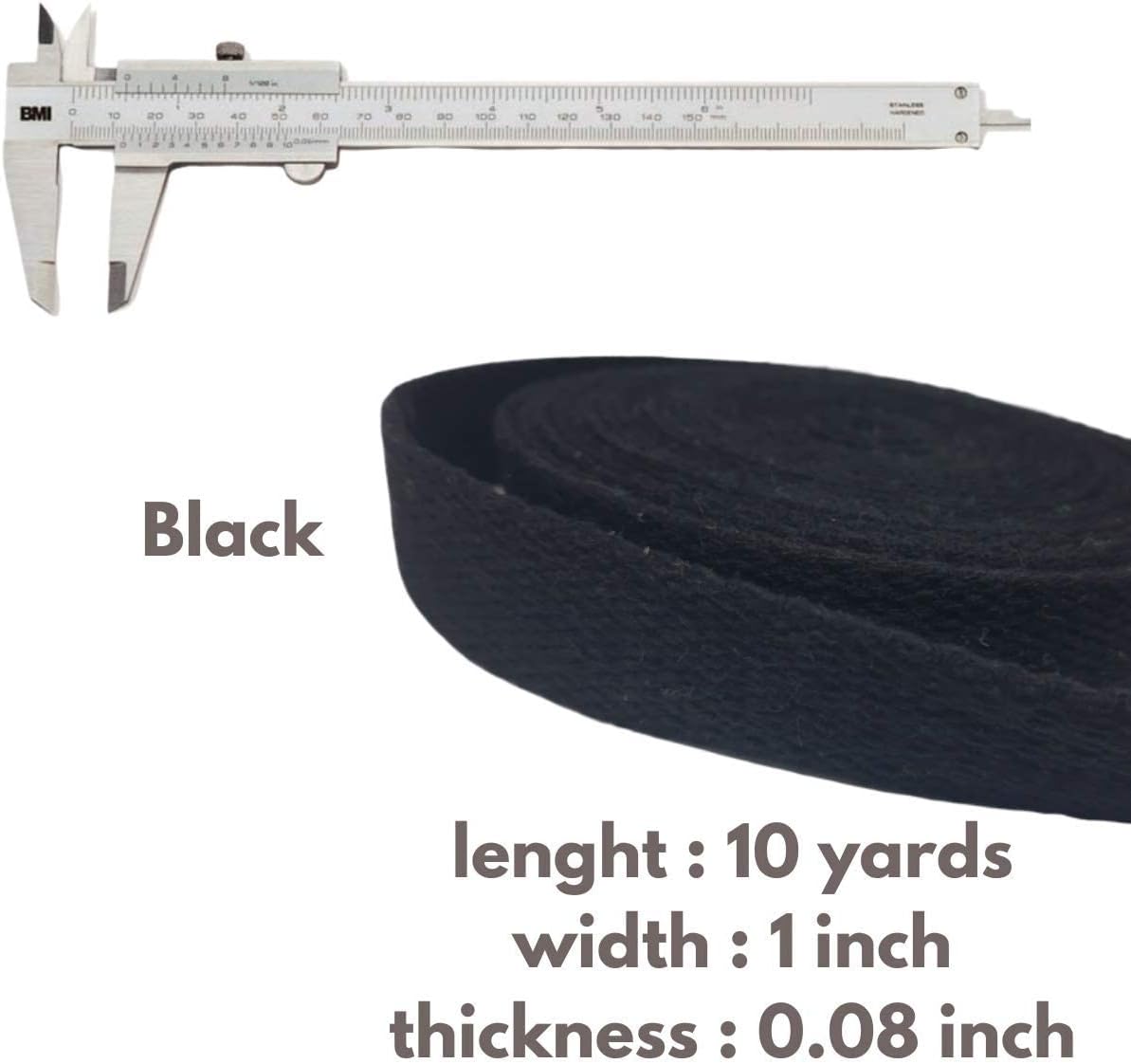 Heavy Cotton Webbing 1 Inch - Straps for Arts and Crafts - (Black&Natural Multi Pack), MATADOR USEFUL GOODS