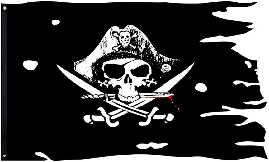 Dead Man's Chest Skull Bones Jolly Roger Flag 3X4.8Fts Crossbone Pirate Banner Creepy Ragged